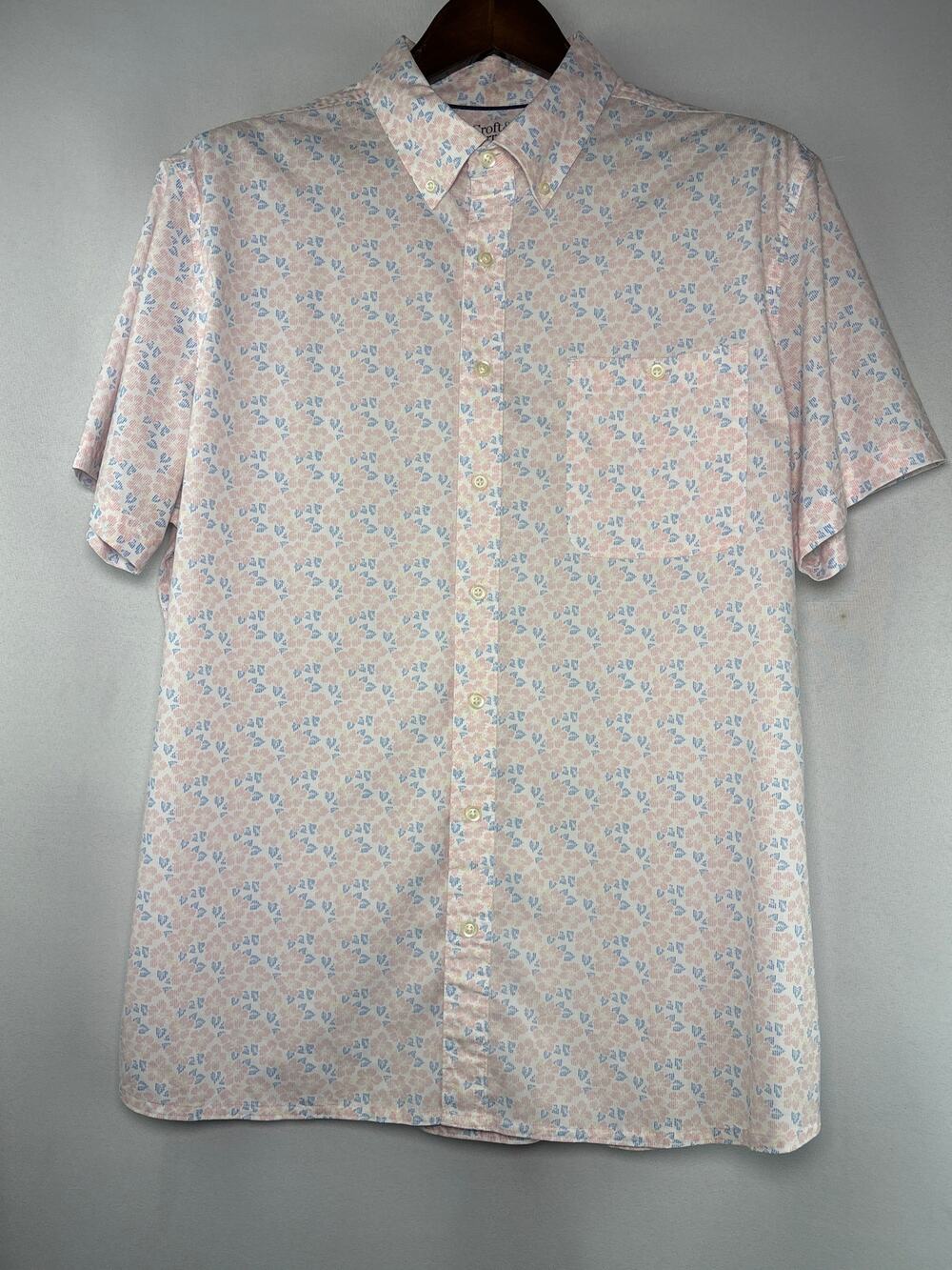 Men’s Croft & Barrow XL White Floral Short Sleeve Button Up